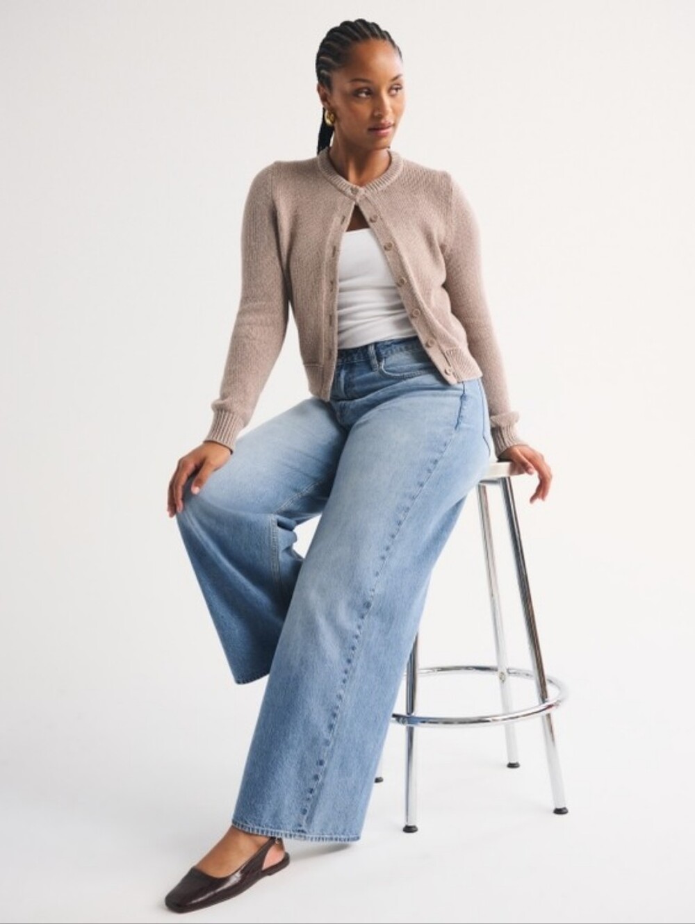 Abercrombie & Fitch Curve Love High Rise Wide Leg Jean Size 30/10 - Picture 2 of 5